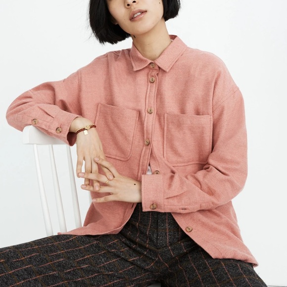 Madewell Tops - Madewell Flannel Button-Up Shirt Jacket Shacket Heather Maple Glow XL